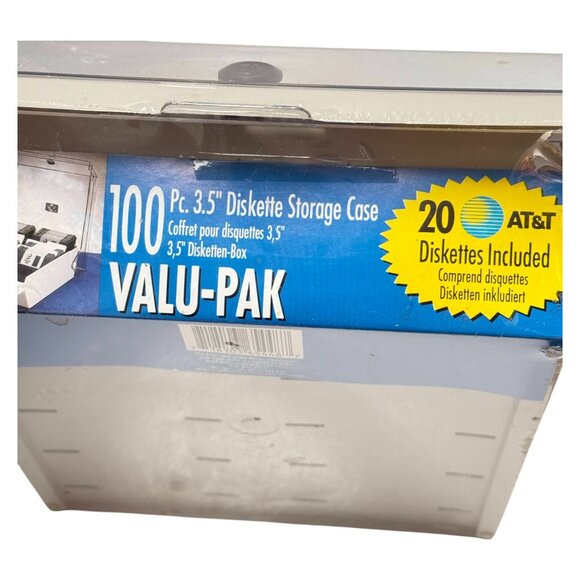 AT&T Floppy 3.5 Inch Disk Storage Case Plastic with 20 Diskettes New Sealed - Picture 8 of 11